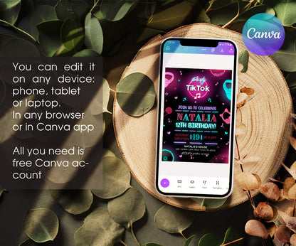 Tik Tok Party customizable invitation template | Share or Print | YN586