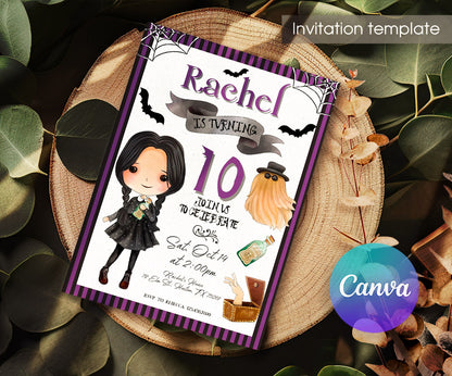 Wednesday Addams customizable invitation template | Share or Print | girl | YC143