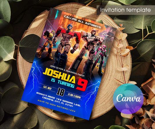 Transformers One Rescue Bots customizable invitation template | Share or Print | boy | IL267
