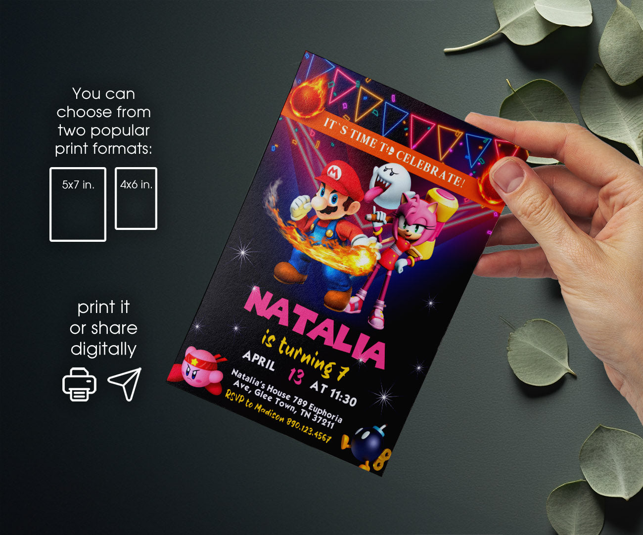 Super Smash Mario Bros customizable invitation template | Share or Print | ZE106