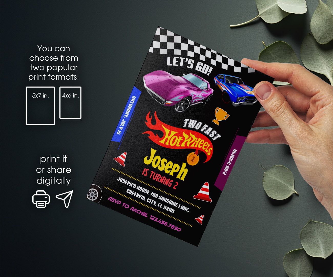 Hot Wheels Two Fast 2 Furious customizable invitation template | Share or Print | boy | YQ955