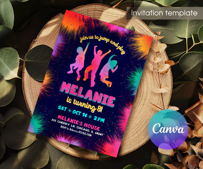 Trampoline Jump Party customizable invitation template | Share or Print | MX419