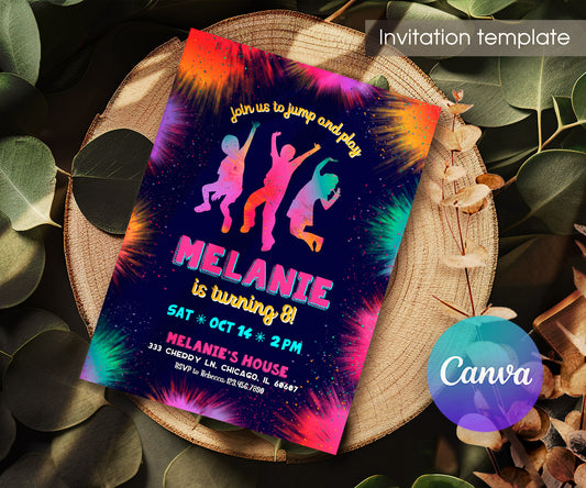 Trampoline Jump Party customizable invitation template | Share or Print | MX419