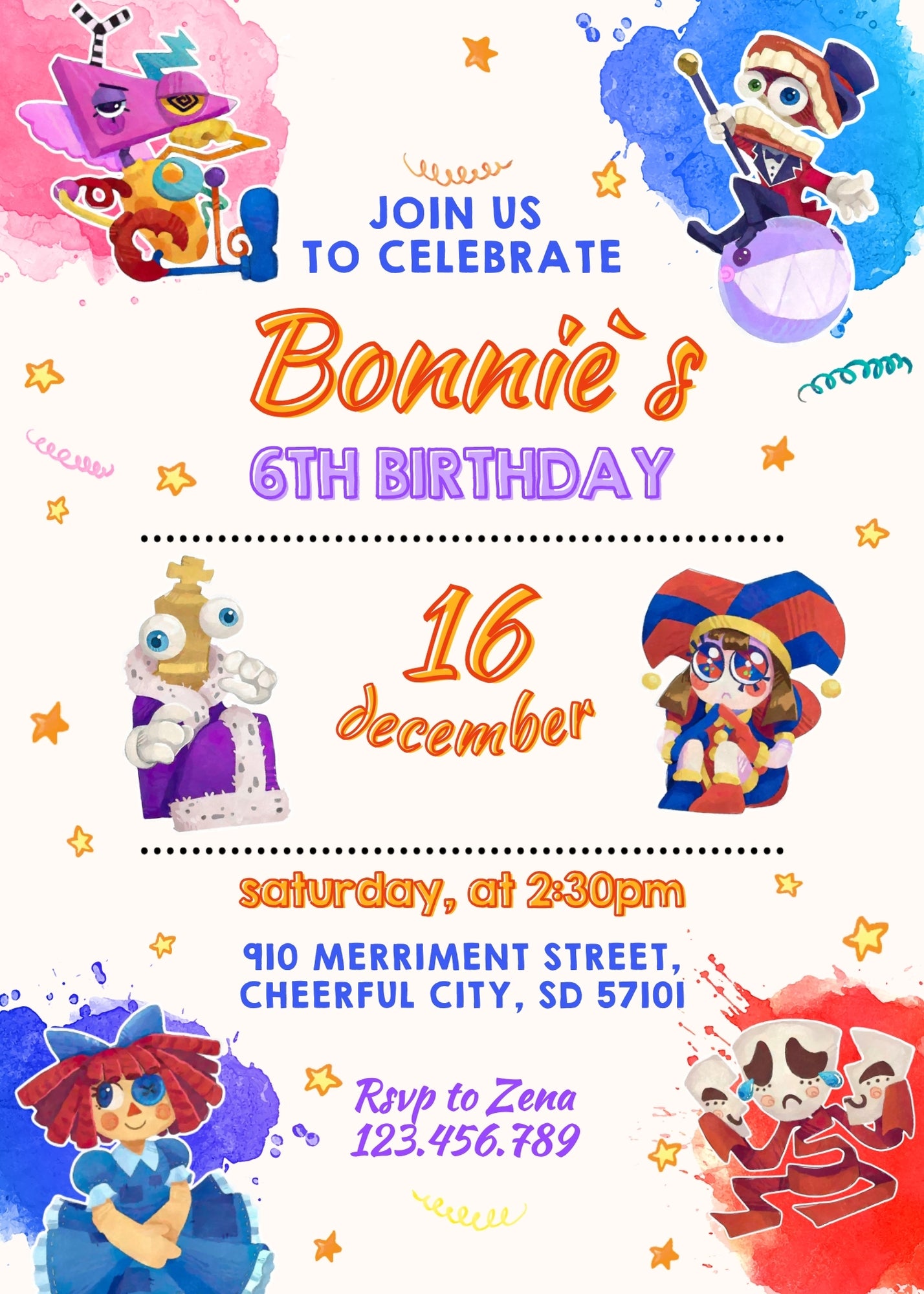 The Amazing Digital Circus customizable invitation template | Share or Print | DP306