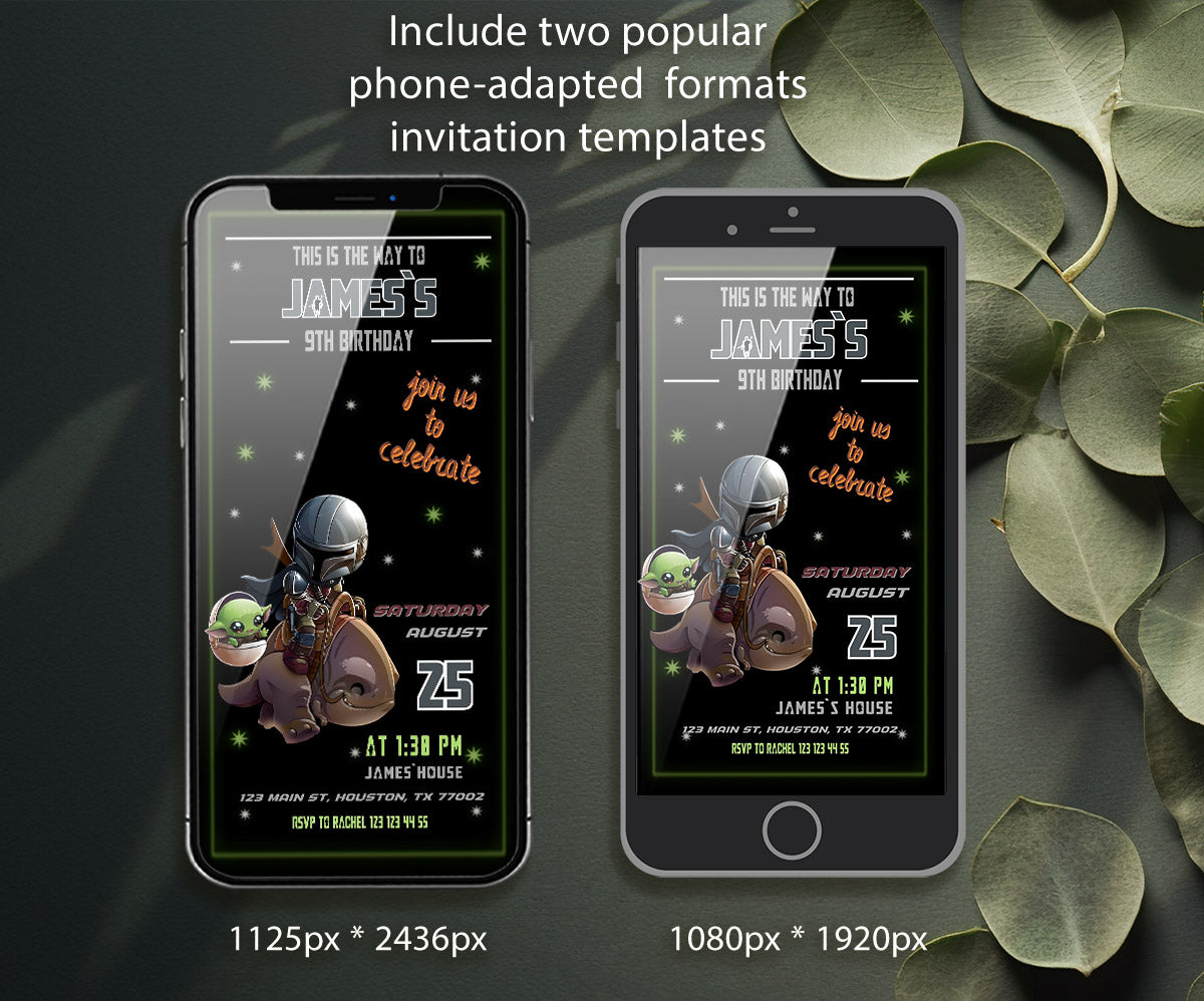 The Mandalorian Star Wars Grogu customizable invitation template | Share or Print | boy | BQ057