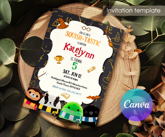 Squishmallows Harry Potter customizable invitation template | Share or Print | LO761