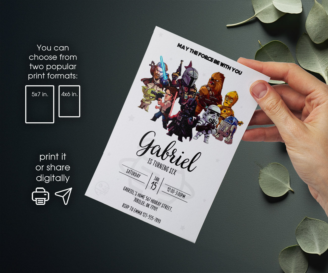 Star Wars Darth Vader customizable invitation template | Share or Print | boy | VN443