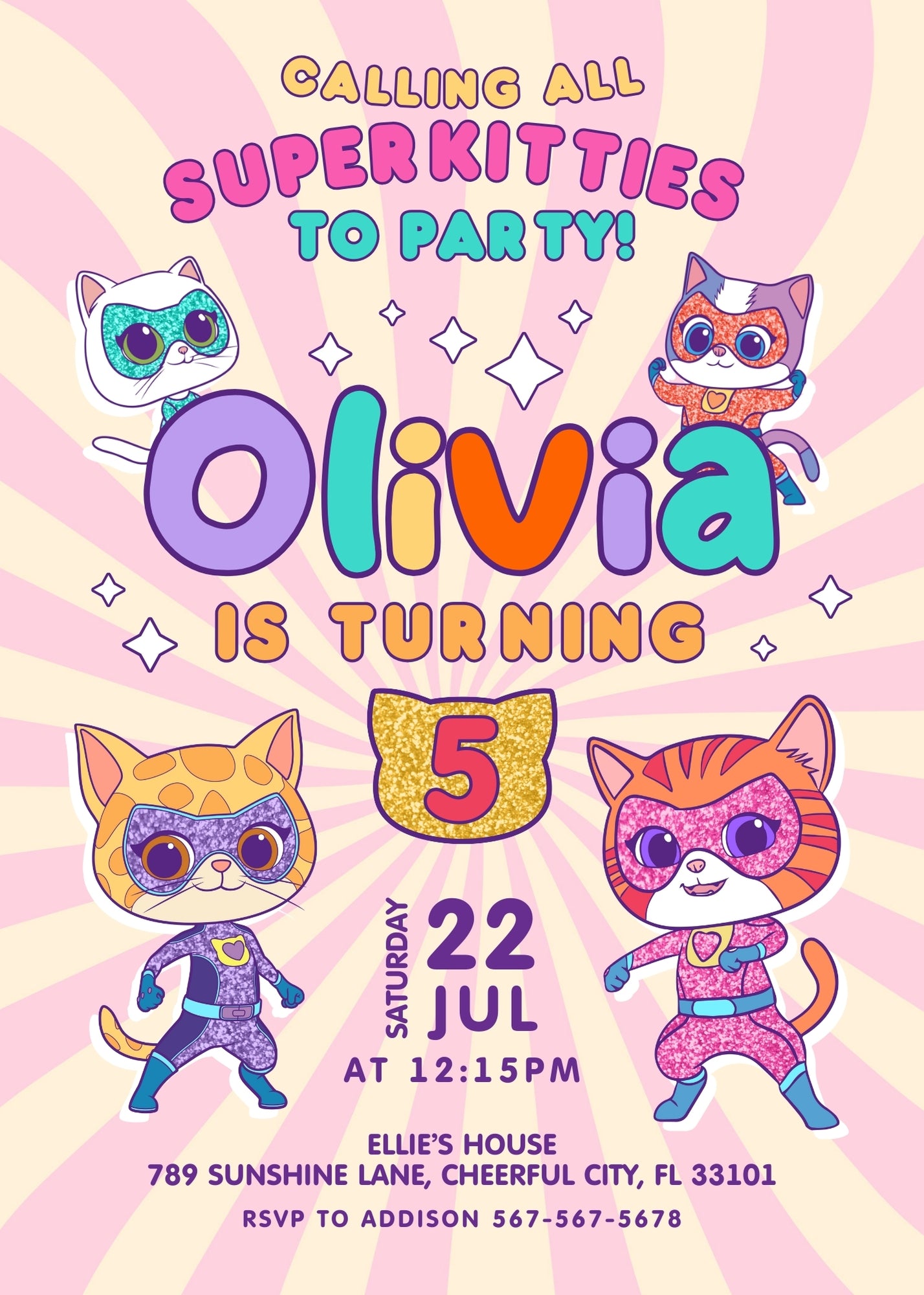 SuperKitties customizable invitation template | Share or Print | EG276