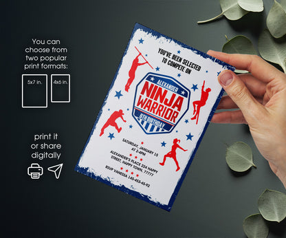 American Ninja Warrior customizable invitation template | Share or Print | XF354