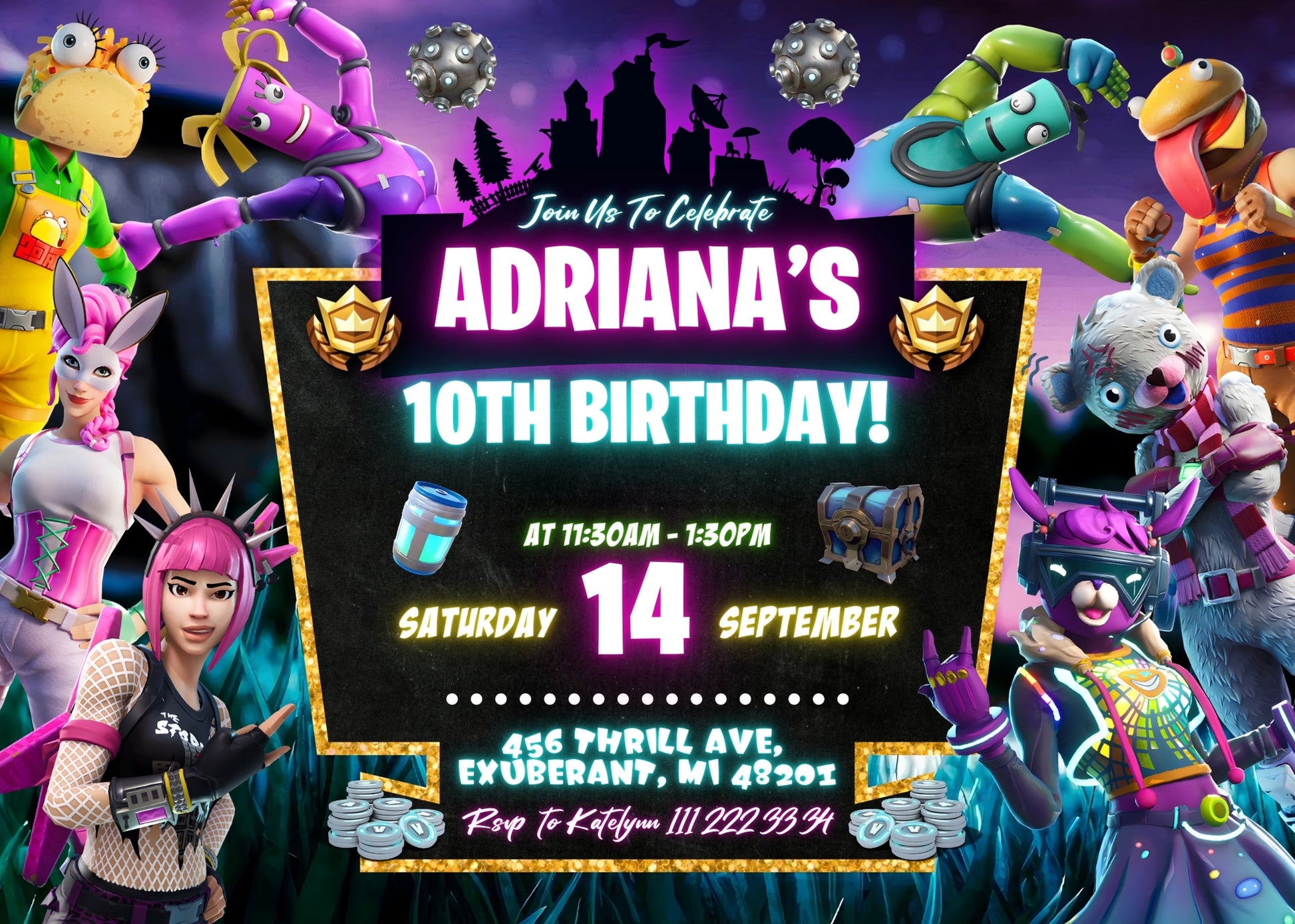 Fortnite Gamer customizable invitation template | Share or Print | boy | JA358