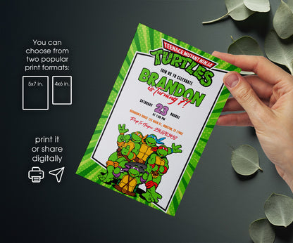 Teenage Mutant Ninja Turtles customizable invitation template | Share or Print | boy | JW374