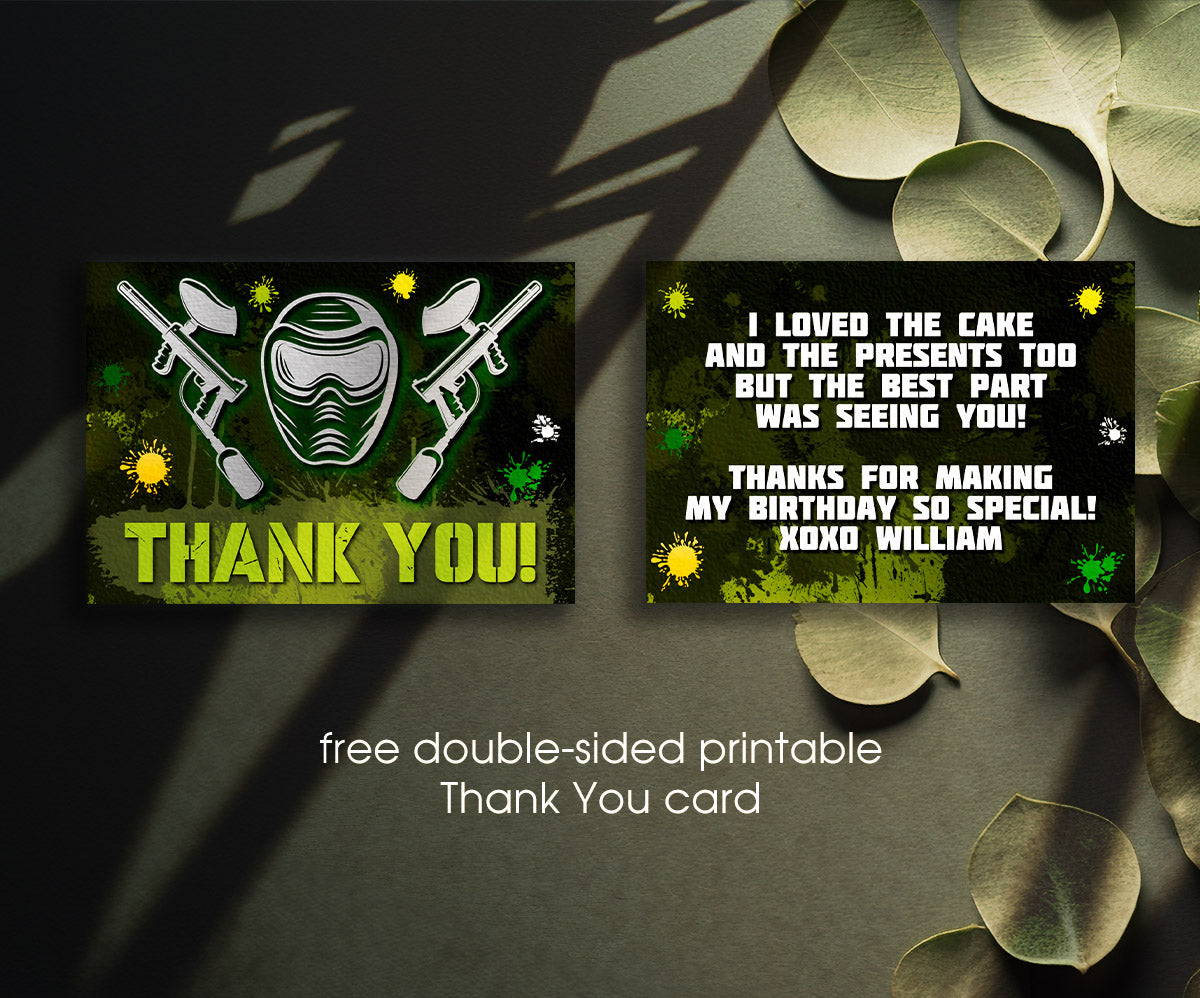 Paintball Airsoft battle customizable invitation template | Share or Print | boy | PL788