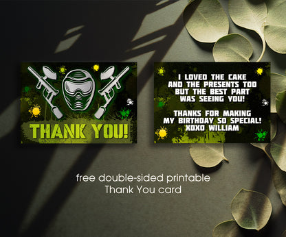 Paintball Airsoft battle customizable invitation template | Share or Print | boy | PL788
