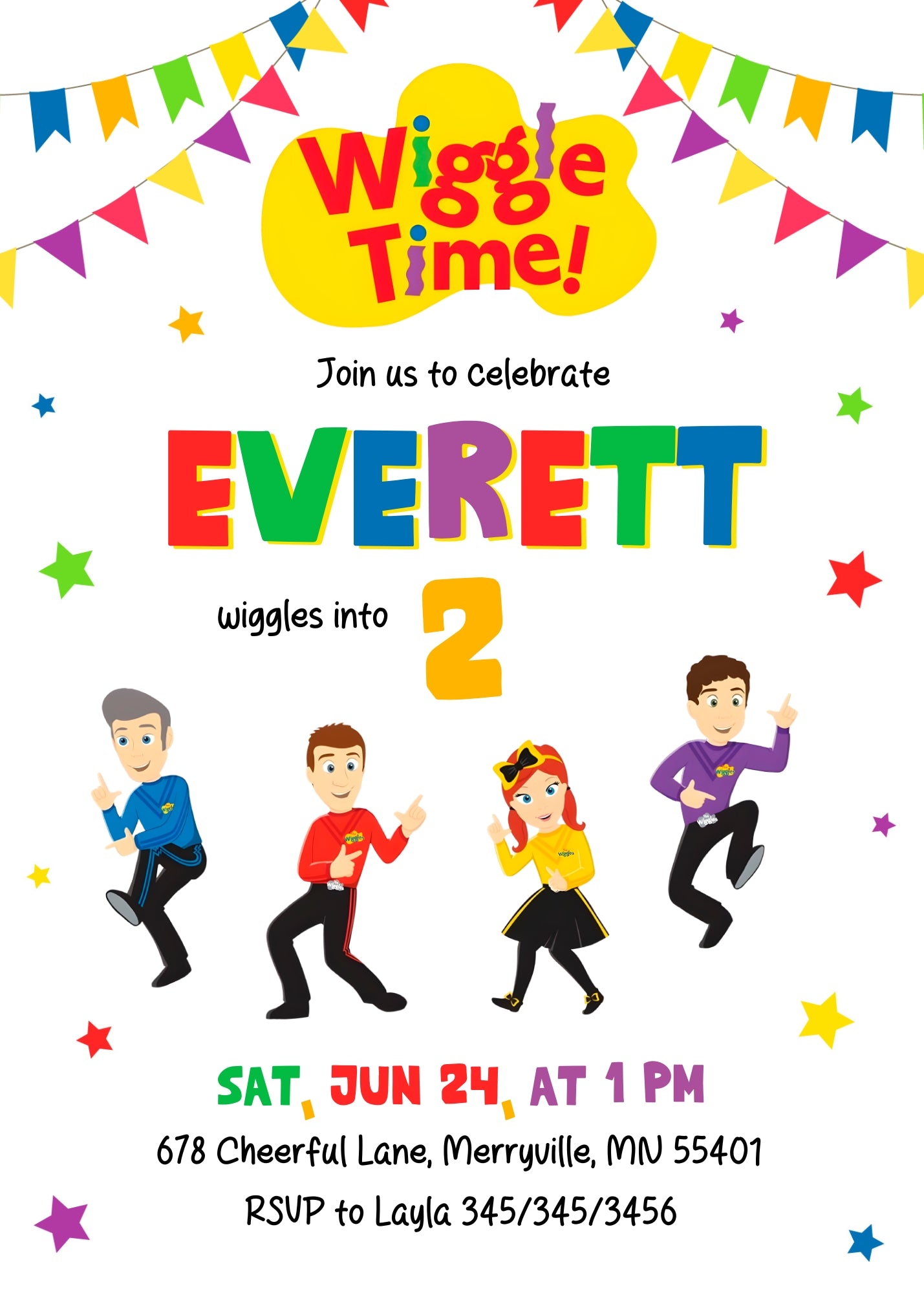 Wiggles One Finger One Thumb customizable invitation template | Share or Print | TM579