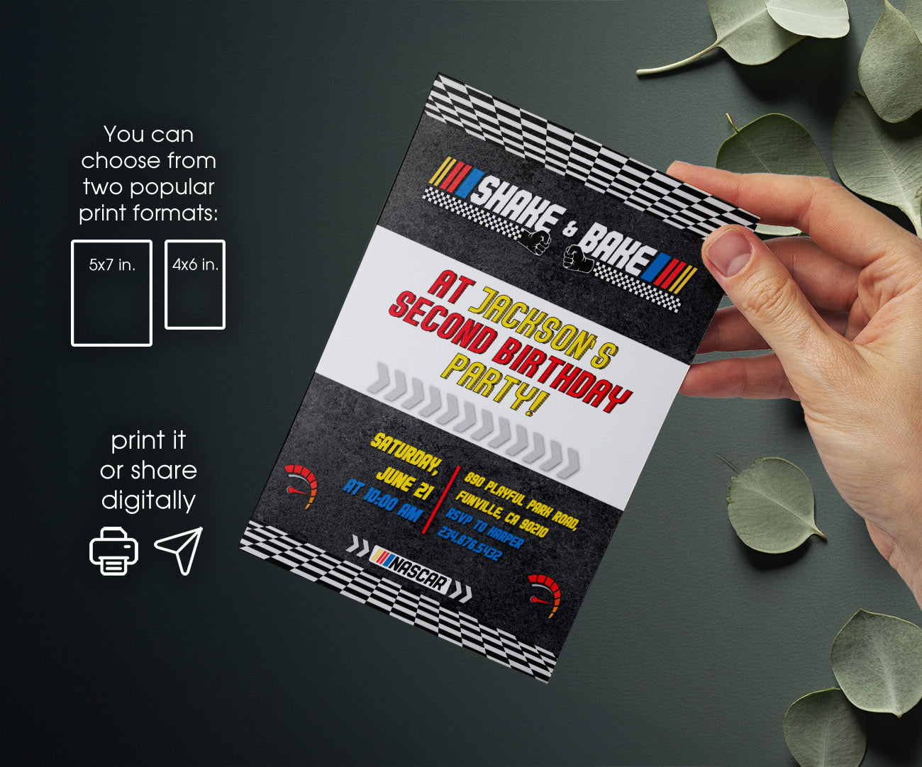 Nascar Racing Ricky Bobby customizable invitation template | Share or Print | boy | VD658