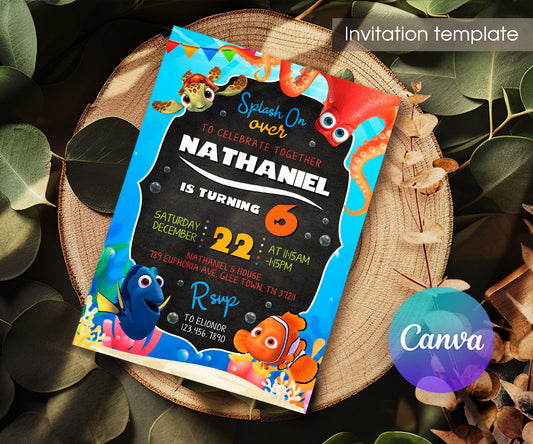 Finding Nemo customizable invitation template | Share or Print | MF911