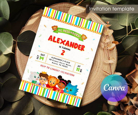 Daniel Tiger's Neighborhood customizable invitation template | Share or Print | LE426
