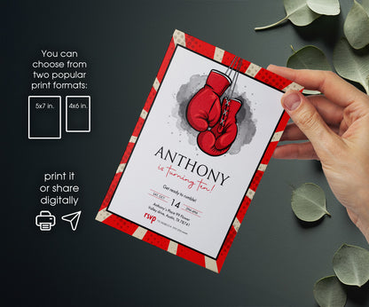 Boxing Fighter customizable invitation template | Share or Print | boy | JW925