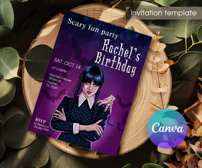 Wednesday Addams customizable invitation template | Share or Print | girl | DT157