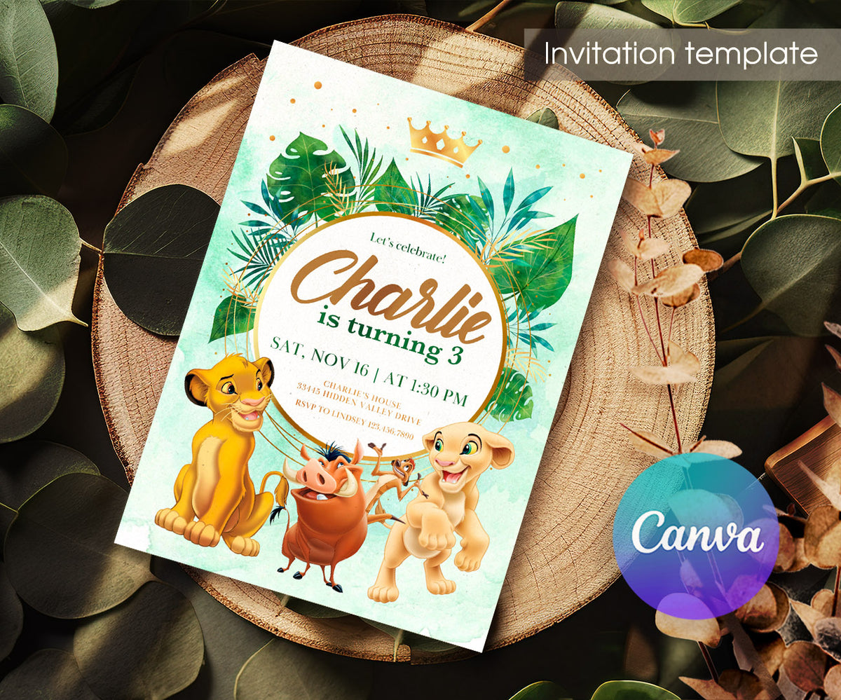 Lion King Simba customizable invitation template | Share or Print | FG108