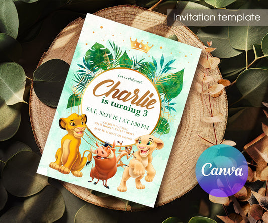 Lion King Simba customizable invitation template | Share or Print | FG108