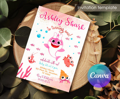 Baby Shark customizable invitation template | Share or Print | TY538