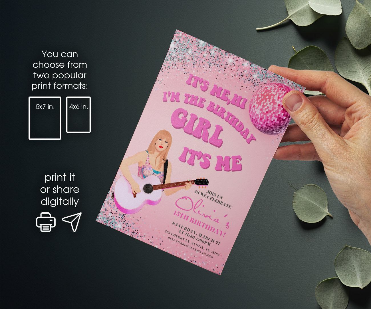 Taylor Swift Eras Tour customizable invitation template | Share or Print | girl | RY980
