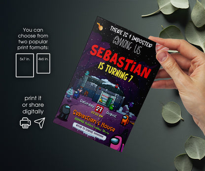 Among Us Gamer customizable invitation template | Share or Print | NL382