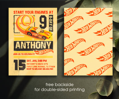 Hot Wheels Racing customizable invitation template | Share or Print | boy | GP576