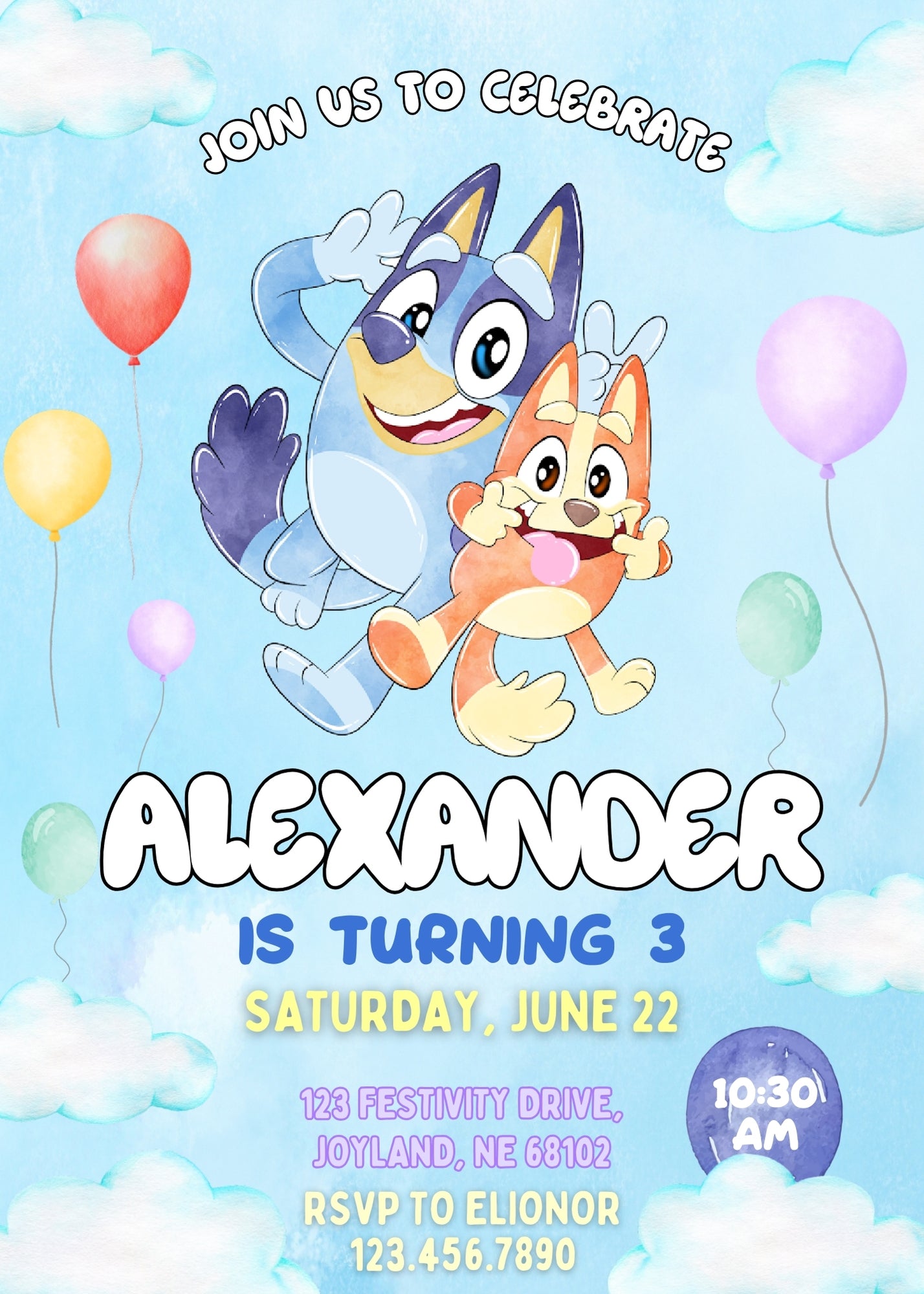 Bluey Bingo customizable invitation template | Share or Print | ES927