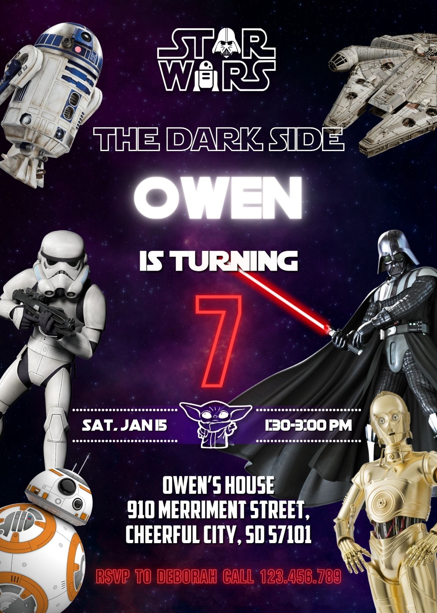 Star Wars Darth Vader customizable invitation template | Share or Print | boy | GS599