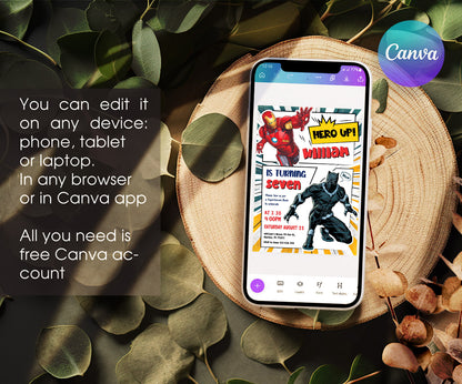 Avengers Marvel Superhero customizable invitation template | Share or Print | boy | TL344
