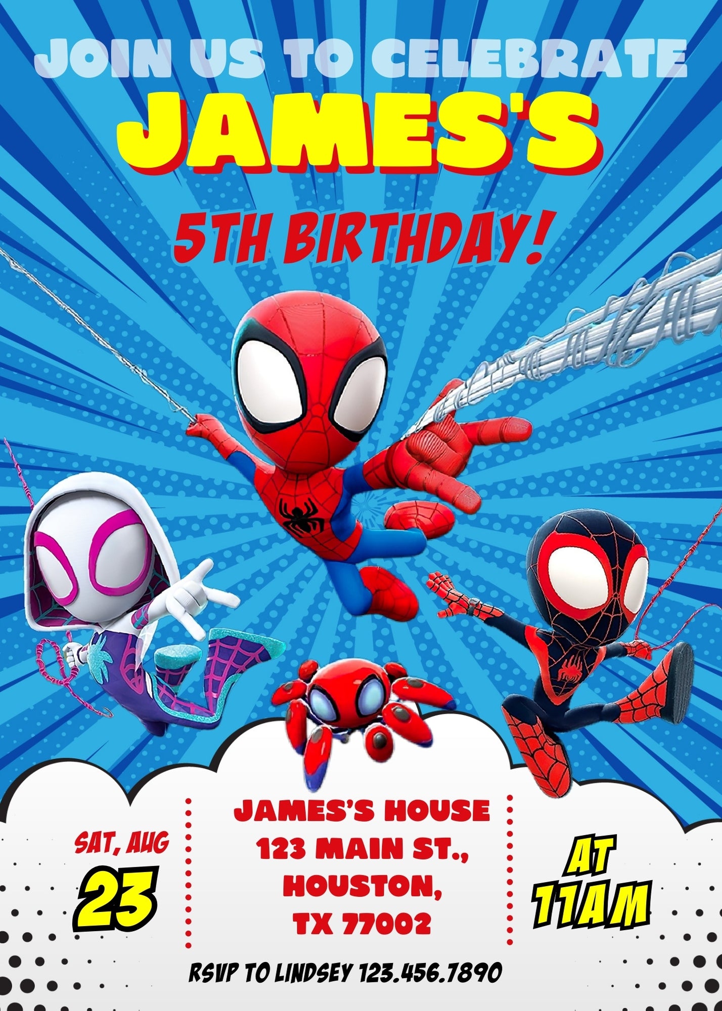 Spidey and His Amazing Friends customizable invitation template | Share or Print | boy | HT694