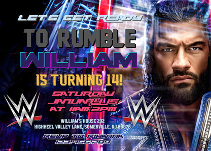 Wrestling WWE WrestleMania customizable invitation template | Share or Print | boy | TY036