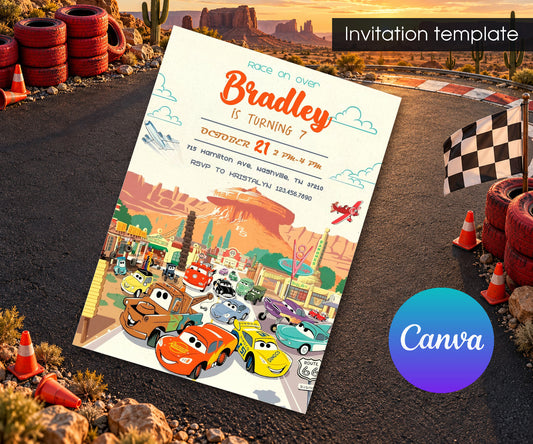 Cars Lightning McQueen Invitation mockup