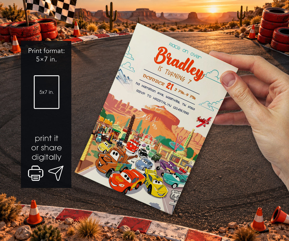 Cars Lightning McQueen Invitation mockup