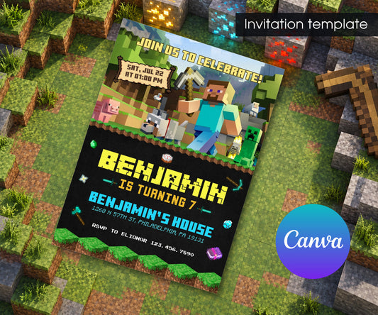 Minecraft Gamer Invitation mockup
