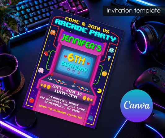 Arcade Gamer Invitation mockup