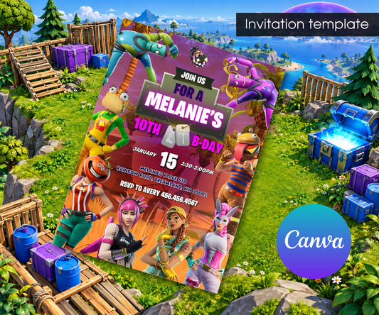 Fortnite Gamer Invitation mockup