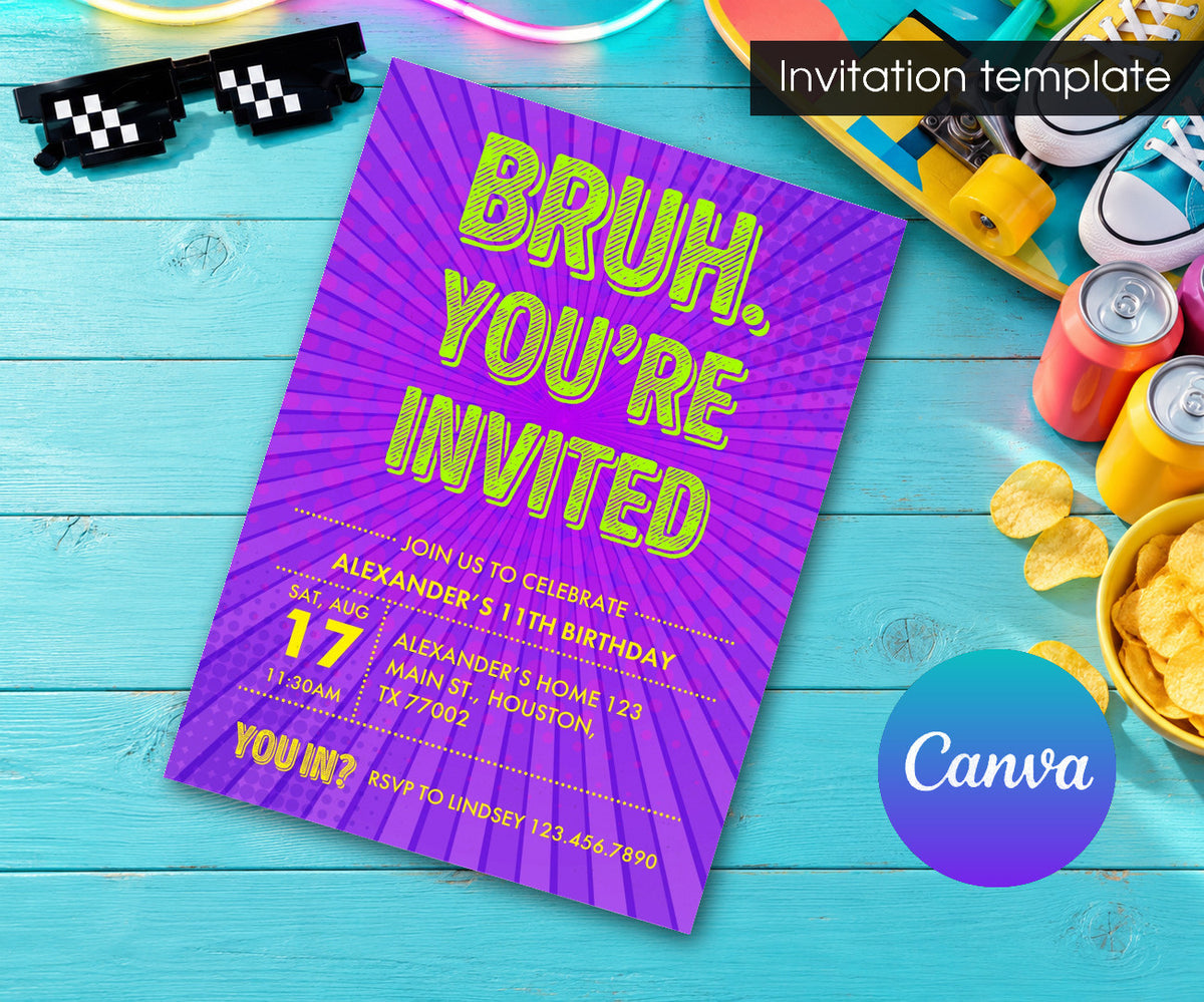 Bruh Birthday Invitation mockup