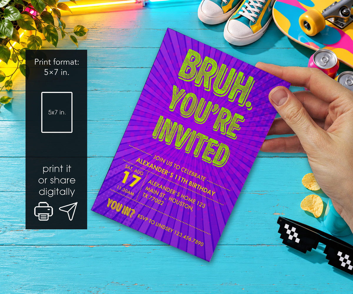 Bruh Birthday Invitation mockup