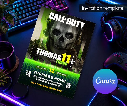 Call of Duty Gamer Invitation mockup