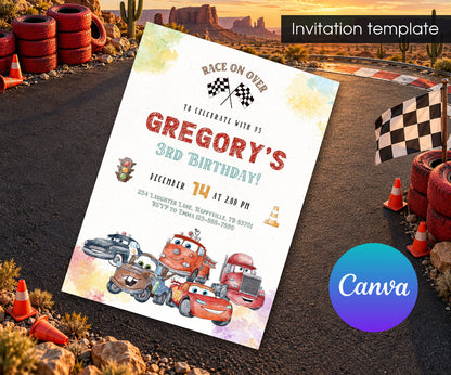 Cars Lightning McQueen Invitation mockup