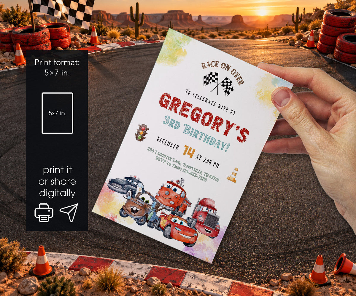 Cars Lightning McQueen Invitation mockup