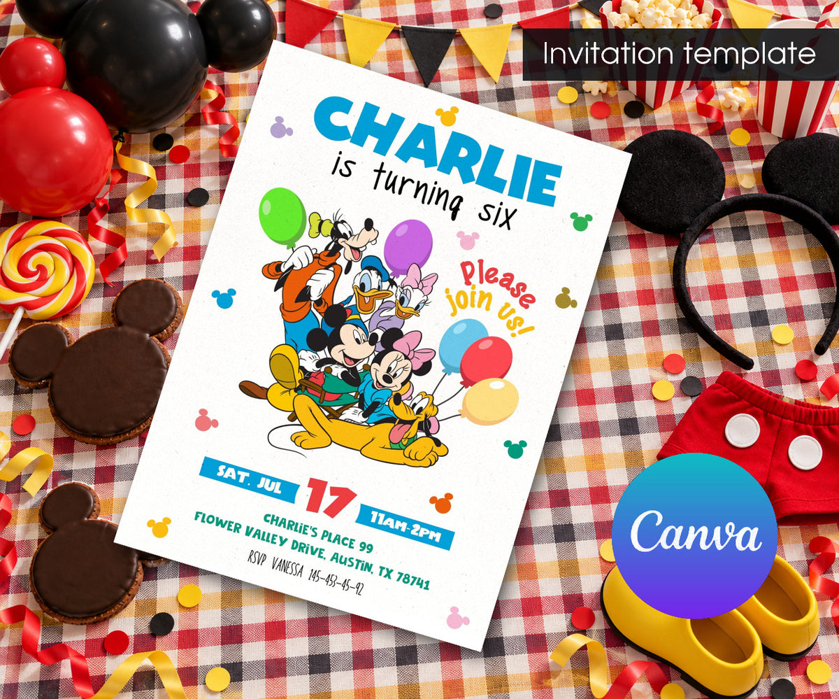Clubhouse Mickey Mouse Invitation mockup