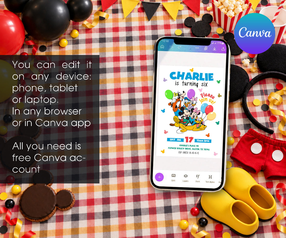 Clubhouse Mickey Mouse Invitation mockup