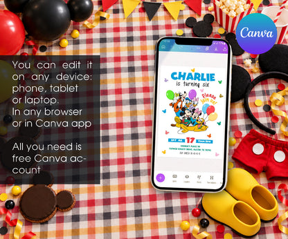 Clubhouse Mickey Mouse Invitation mockup