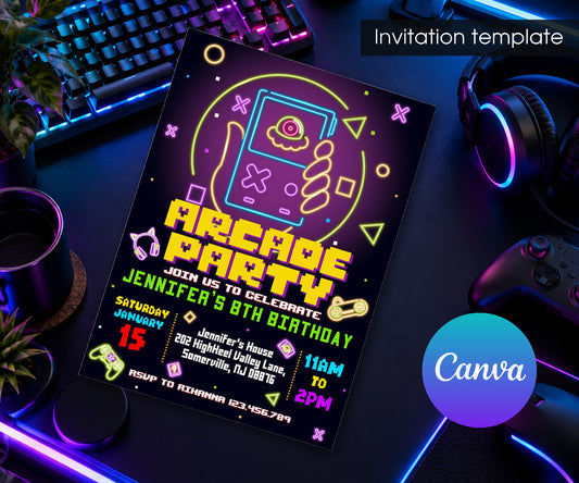 Arcade Gamer Invitation mockup
