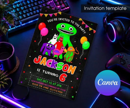 Garten of Banban Gamer Invitation mockup