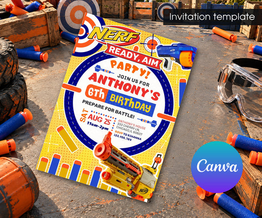NERF Dart Wars Invitation mockup